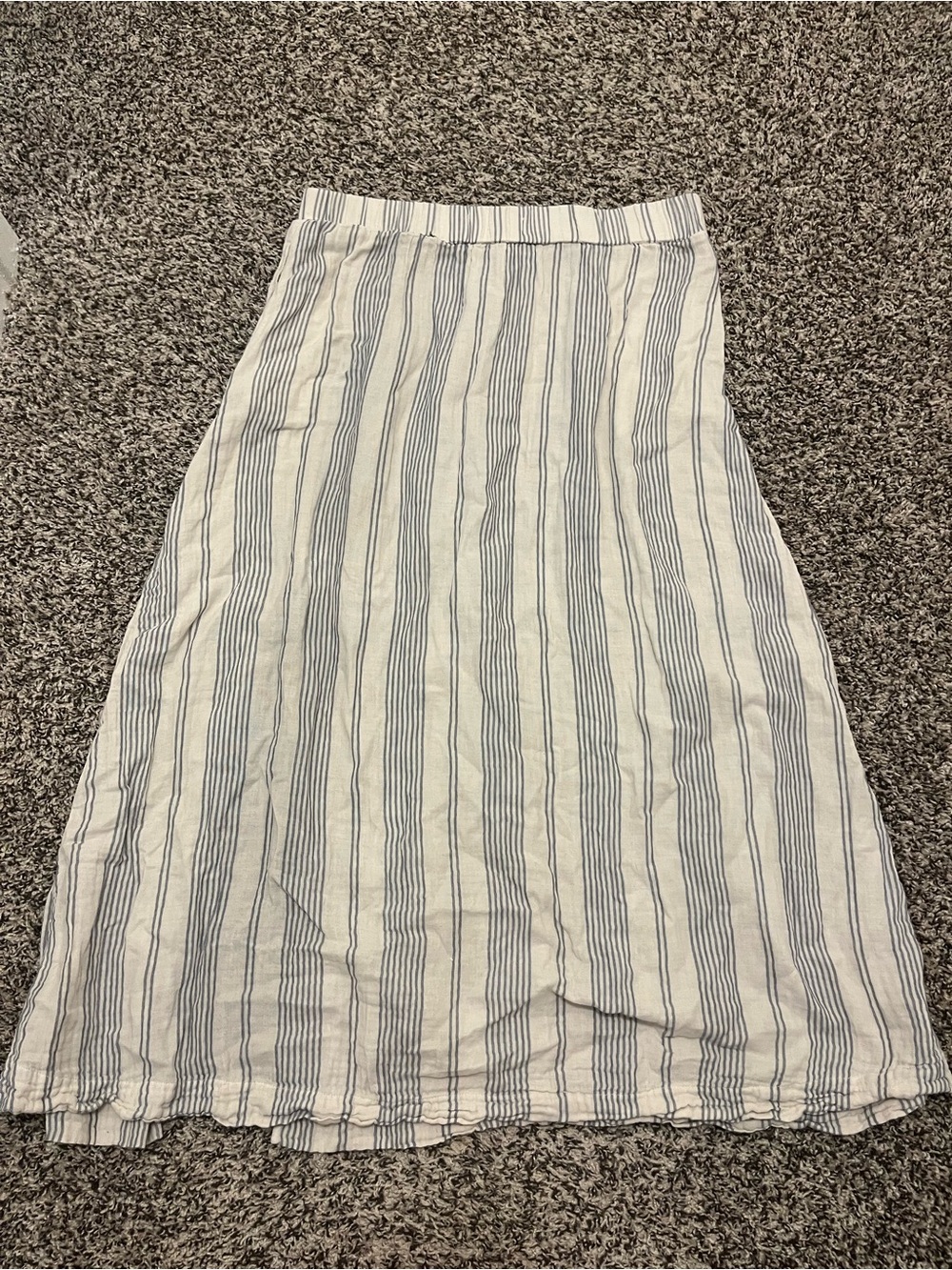Pact White and Blue Vertical Stripe A-Line Midi Skirt - Picture 4 of 4